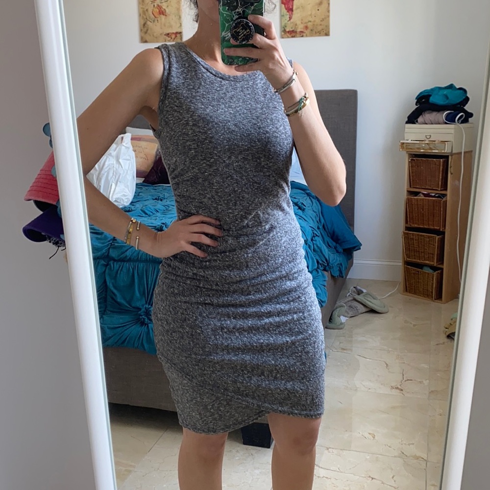 Gray‎ ruched stretchy dress